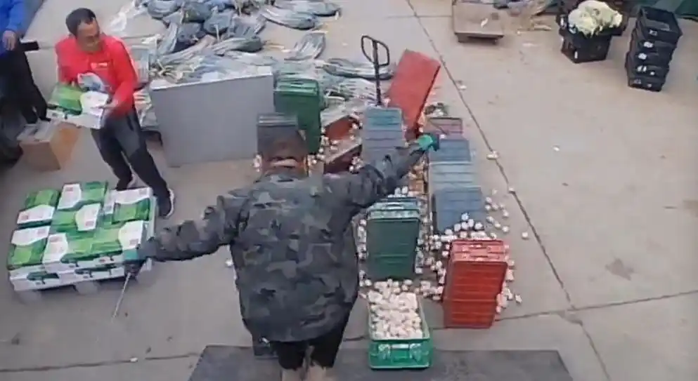 威海员工误操作鸡蛋摔碎事件_员工第一天上班失手摔了18筐鸡蛋_齐鲁晚报鸡蛋事故报道