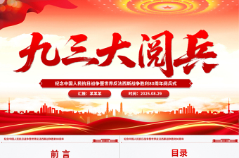 9.3纪念中国人民抗日战争暨世界反法西斯战争胜利80周年阅兵PPT课件
