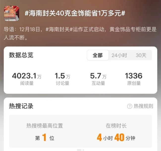 海南封关后第一批中产去抢金子了 免税金成新宠