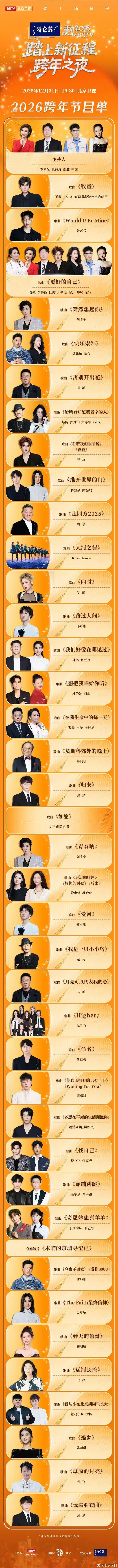 北京卫视跨年节目单来了_央视跨年晚会2026 纵观各卫视跨年晚会节目单 2026跨年晚会看点