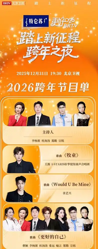 周深跨年晚会_刘宇宁跨年晚会_2026跨年晚会节目单