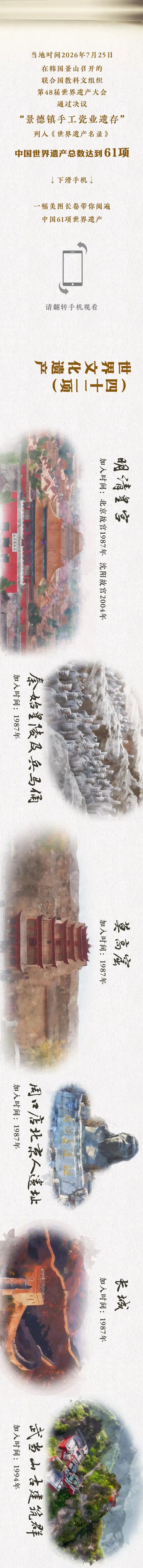 景德镇手工瓷业遗存_中国世界遗产总数_中国61项世界遗产最新“全家福”